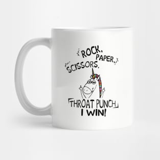 Rock Paper Scissor Throat Punch I Win Unicorn Mug